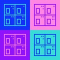 Pop art line Periodic table of the elements icon isolated on color background. Vector