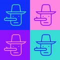 Pop art line Pinocchio icon isolated on color background. Vector
