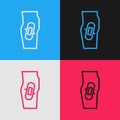 Pop art line Plaster on leg icon isolated on color background. Vector Royalty Free Stock Photo