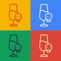 Pop art line Poisoned alcohol icon isolated on color background. Vector