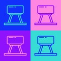 Pop art line Pommel horse icon isolated on color background. Sports equipment for jumping and gymnastics. Vector Royalty Free Stock Photo