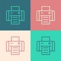 Pop art line Printer icon isolated on color background. Vector