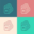 Pop art line Processor icon isolated on color background. CPU, central processing unit, microchip, microcircuit
