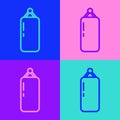 Pop art line Punching bag icon isolated on color background. Vector Illustration