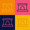 Pop art line Railway tunnel icon isolated on color background. Railroad tunnel. Vector Royalty Free Stock Photo