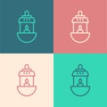 Pop art line Ramadan Kareem lantern icon isolated on color background. Vector