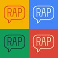 Pop art line Rap music icon isolated on color background. Vector Royalty Free Stock Photo