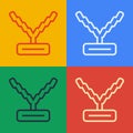 Pop art line Rapper chain icon isolated on color background. Vector