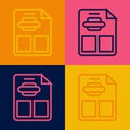 Pop art line Restaurant cafe menu icon isolated on color background. Vector Royalty Free Stock Photo
