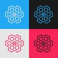 Pop art line Revolver cylinder icon isolated on color background. Vector Royalty Free Stock Photo