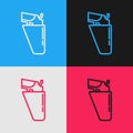 Pop art line Revolver gun in holster icon isolated on color background. Vector