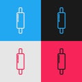 Pop art line Rolling pin icon isolated on color background. Vector