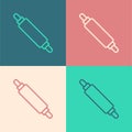Pop art line Rolling pin icon isolated on color background. Vector