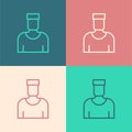 Pop art line Sailor captain icon isolated on color background. Vector