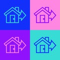 Pop art line Sale house icon isolated on color background. Buy house concept. Home loan concept, rent, buying a property Royalty Free Stock Photo