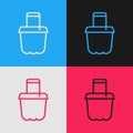 Pop art line Sand in bucket icon isolated on color background. Plastic kid toy. Summer icon. Vector Royalty Free Stock Photo