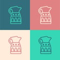 Pop art line Sangria pitcher icon isolated on color background. Traditional spanish drink. Vector