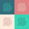 Pop art line Seeds of a specific plant icon isolated on color background. Vector