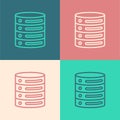 Pop art line Server, Data, Web Hosting icon isolated on color background. Vector Royalty Free Stock Photo