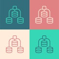 Pop art line Server, Data, Web Hosting icon isolated on color background. Vector Royalty Free Stock Photo