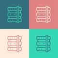 Pop art line Server, Data, Web Hosting icon isolated on color background. Vector Royalty Free Stock Photo