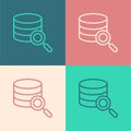 Pop art line Server, Data, Web Hosting icon isolated on color background. Vector Royalty Free Stock Photo
