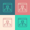 Pop art line Server, Data, Web Hosting icon isolated on color background. Vector Royalty Free Stock Photo