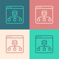 Pop art line Server, Data, Web Hosting icon isolated on color background. Vector