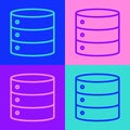 Pop art line Server, Data, Web Hosting icon isolated on color background. Vector Royalty Free Stock Photo