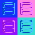 Pop art line Server, Data, Web Hosting icon isolated on color background. Vector