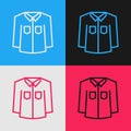 Pop art line Shirt icon isolated on color background. Vector