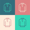 Pop art line Shirt kurta icon isolated on color background. Vector