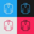 Pop art line Shirt kurta icon isolated on color background. Vector