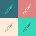 Pop art line Shotgun icon isolated on color background. Hunting gun. Vector Royalty Free Stock Photo