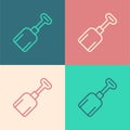 Pop art line Shovel toy icon isolated on color background. Vector Royalty Free Stock Photo