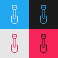 Pop art line Shovel toy icon isolated on color background. Vector Royalty Free Stock Photo