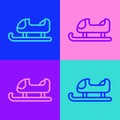 Pop art line Sled icon isolated on color background. Winter mode of transport. Vector Royalty Free Stock Photo