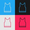 Pop art line Sleeveless T-shirt icon isolated on color background. Vector Illustration