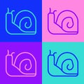 Pop art line Snail icon isolated on color background. Vector