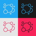 Pop art line Soap water bubbles icon isolated on color background. Vector