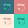 Pop art line Software, web developer programming code icon isolated on color background. Javascript computer script Royalty Free Stock Photo