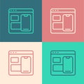 Pop art line Software, web developer programming code icon isolated on color background. Javascript computer script Royalty Free Stock Photo
