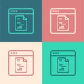 Pop art line Software, web developer programming code icon isolated on color background. Javascript computer script Royalty Free Stock Photo