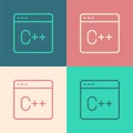 Pop art line Software, web developer programming code icon isolated on color background. Javascript computer script Royalty Free Stock Photo
