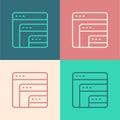 Pop art line Software, web developer programming code icon isolated on color background. Javascript computer script Royalty Free Stock Photo