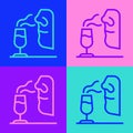 Pop art line Sommelier icon isolated on color background. Wine tasting, degustation. Smells of wine. Vector