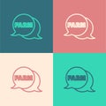 Pop art line Speech bubble with text Farm icon isolated on color background. Vector Royalty Free Stock Photo