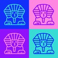 Pop art line Sphinx - mythical creature of ancient Egypt icon isolated on color background. Vector