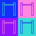 Pop art line Sport horizontal bar icon isolated on color background. Vector