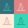 Pop art line Stack hot stones icon isolated on color background. Spa salon accessory. Vector